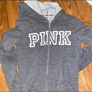 grey pink jacket